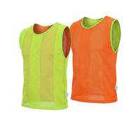 10 X Football Training Bibs Double Sided Mesh (Yellow/Orange, Senior)