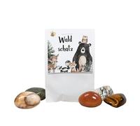 10 x Forest Treasure • Lucky Stone Forest Animals • 2-3 cm • Birthday Girl Boy • Lucky Stone for Children • Gift Idea Party Bag Lucky Charm Collectible Stone Christening Wedding School (Forest)