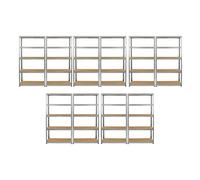 10x Heavy Duty Galvanised Steel 5 Tier MDF Shelving Racking Storage Bay