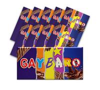 10 x Gaybar - Funny Chocolate Novelty Wrappers Insults Joke Valentines Fathers Mothers Day Birthday Secret Santa Gift Present Rude (Chocolate Bar Not Included)