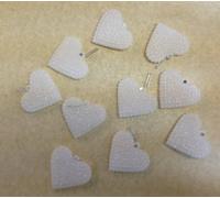 10 x Glitter Solid Hearts Wedding Wishing Tree Decorations (Irridiscent White)