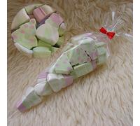 10 x GREEN WHITE CHRISTMAS MALLOW SNOWMAN & TREES MARSHMALLOW CONE BAGS
