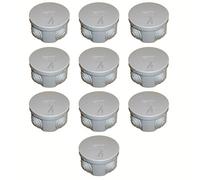 10 x Grey Junction Box Round 65mm Cable Connector IP44 Splashproof with Rubber Grommets and Snap On Lid 65x35