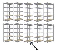 MonsterShop 10 X Q-Rax Grey Metal Racking Units 90 X 50 X 180Cm