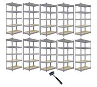 10 x Grey Racking Bay Unit 5 Tier Heavy Duty Steel Metal 200kg