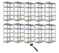 10 x Grey Racking Bay Unit 5 Tier Heavy Duty Steel Metal 200kg