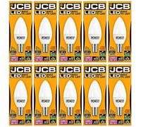 10 X JCB 6w = 40w LED Opal Candles - 3000k - Warm White (6w = 40w, Small Bayonet Cap (SBC) [Energy Class A+]