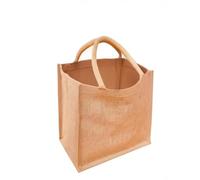 10 x Jute Hessian Shopping Bag with Natural Colour Cotton Corded Handles.