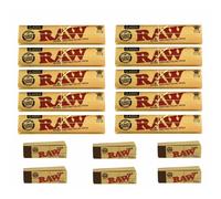 (10 x King Size Slim + 6 x Roach Tips) RAW CLASSIC KING SIZE SLIM 110MM ROLLING PAPER with RAW ROACH FILTER TIPS