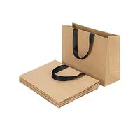 10 x Large Kraft Paper Carrier Bags With Handle - Reusable Gift Tote for Party, Birthday, Wedding, Christmas, Shopping, Baby Shower, Bridal Shower