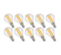 10 x LED Filament Bulb Drop 4W = 40W E14 Clear 500lm Warm White 2700K