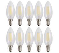 10 x LED Filament Light Bulbs Candles 6W E14 Clear 540lm Extra Warm White 1800K
