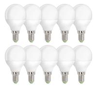 10 x LED Light Bulb Drop 6W = 40W E14 Frosted Opal Globe 160° Warm White 3000K [EEK: F]