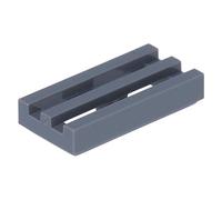 10 x LEGO® Tile, Modified 1 x 2 Grille with Bottom Groove / Dark Bluish Gray