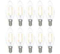 10 X LightMe LED Filament C37 Candle 3W=25W E14 Clear Warm 2700K 320° Dimmable [EEK: G]