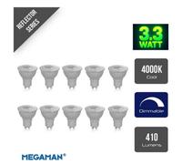 10 X Megaman 140502 Led Gu10 Par16 Lamps 36 4000K Cool White Dimmable 3.3W