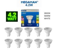 10 X Megaman Led Gu10 4.2W Par16 Lamp 2800K Spotlight Light Bulbs Warm White