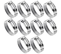 10 x Metal Hose Clamps, Adjustable 27-51 mm 304 Stainless Steel Pipe Clips for Water Pipe, Gas Tank, Tube, Automobiles