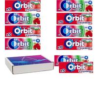 10 x Mixed Orbit Watermelon & Strawberry Sugar free Chewing gum Packs 14g With Gift Box