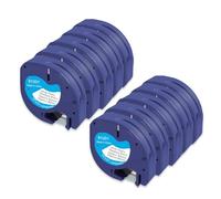 10 x Molabel Label Tape Compatible with Dymo Letratag S0721610 91201 12 mm x 4 m Black on White Plastic Tape for LT-100H LT110T LT-100TLabel Printers