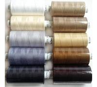 10 x Moon Polyester Reels Thread Sewing Over Locking Coats 1000 yards 120’s (Brown)