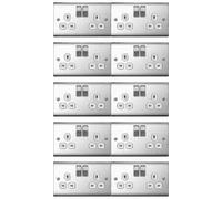10 x Nexus Metal NPC22W - Polished Chrome Double Socket 2 Gang 13 Amp