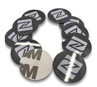 10 X NFC Tags | NXP Chip NTAG213 | 144 Bytes Memory | Hard PVC Sticker | Black round Tags | High Scan Strength | Strong 3M Glue