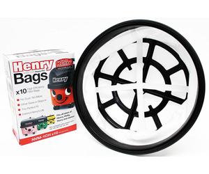 10 X Numatic NVM-1CH Henry Hoover Bags + Replacement Cloth Filter num907075 3384