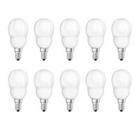 10 x Osram ESL Energy Saving Lamp Dulux Classic Drop 6W E14 827 Warm White 2700K