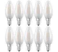 10 X Osram LED Filament Candles 2.5W = 25W E14 Matt 250lm Warm White 2700K [EEK: F]