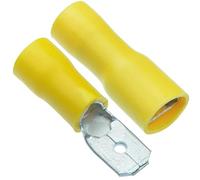 10 x PAIRS Yellow 6.3mm Male + Female Fully Insulated Crimp Spade Connector