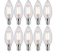 10 x Paulmann LED Filament Candle 4.5W=40W E14 Clear 470lm Warm White 2700K