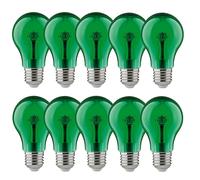 10 X Paulmann LED Illuminant A60 Pear Shape 1W E27 Clear Green Party Lamp