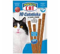 10 x Perfecto Cat Sticks Cat Food Treats Salmon Trout Snacks Dental Care