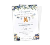 10 x Personalised A Berry Sweet Baby Is On His Way - Boy's Baby Shower Invitation - A6 Size with Envelopes - Blueberry Themed Baby Shower Invite Cards - Baby Boy Shower