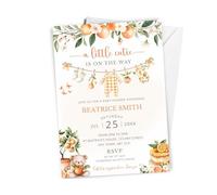 10 x Personalised A Little Cutie Is On His Way - Boy's Baby Shower Invitation - A6 Size with Envelopes - Citrus Orange Themed Baby Shower Invite Cards - Baby Boy Shower