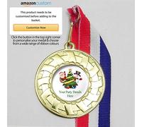 10 x Personalised Christmas Medals On Ribbons (All Gold)