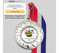 10 x Personalised Christmas Medals On Ribbons (All Silver)