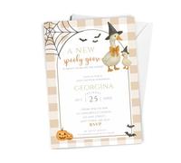 10 x Personalised HALLOWEEN Themed Silly Goose Baby Shower Invites - A New Silly Goose Is About To Be On The Loose Theme Shower - with Envelopes, Baby Girl or Boy Theme A6 Unisex