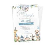 10 x Personalised Jungle Birthday Invitation - A6 Size with Envelopes - Boys or Girls Calling All Party Animals Themed Birthday Invite Cards - Giraffe, Lion, Rhino, Monkey, Zebra Theme