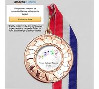 10 x Personalised Music Award Medals On Ribbons (Bronze)