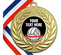 10 x Personalised Netball Medals On Ribbons (All Gold) FULLY ASSEMBLED