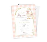 10 x Personalised PINK Silly Goose Baby Shower Invites - A New Silly Goose Is About To Be On The Loose Theme Shower - with Envelopes, Pink Baby Girl Theme A6