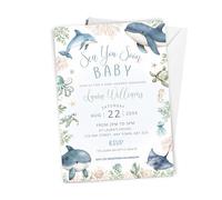 10 x Personalised - Sea You Soon - Baby Shower Invitation - A6 Size with Envelopes - Under The Sea Themed Baby Shower Invite Cards for Boys or Girls