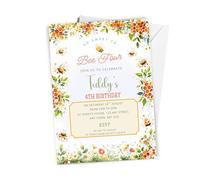 10 x Personalised Sweet To Bee Party Birthday Invitations with envelopes, Honeybee Birthday Invites, Girls or Boys Bee Themed Invites