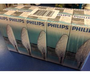 10 x Philips Candle Lamp Twisted 25W E14 Clear Deco Bulb Dimmable