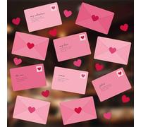 10 x Pink Love Letter Valentine's Window Sticker with 10 x Red Heart Window Sticker - Valentines Decorations Happy Valentines Day Window Cling for Home or Shop Decoration