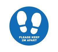 10 x please keep 2 m apart - social distancing landscape floor safety sign self adhesive vinyl weather proof label sticker - 10cm x 10cm - (SC-16)