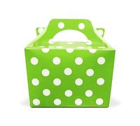 10 x Polka Dots Spotty Design Children/Kids Party Boxes Carry Food Meal Fun Picnic Birthday Wedding Favour/Baby Shower Party Halloween Trick or Treat Box Loot Bag (Neon Green)