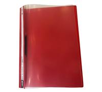 10 x Premium A4 Document File Folder with Metal Clip and Transparent Front Cover - Durable, Slim, Lightweight Plastic Organizer for Office, School, Certificates, & Professional Use - Red